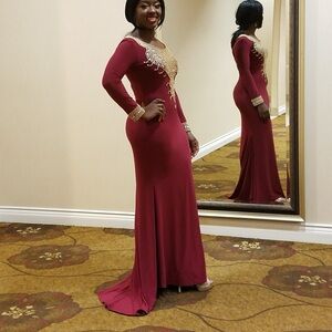 Elegant Burgundy Evening Gown
